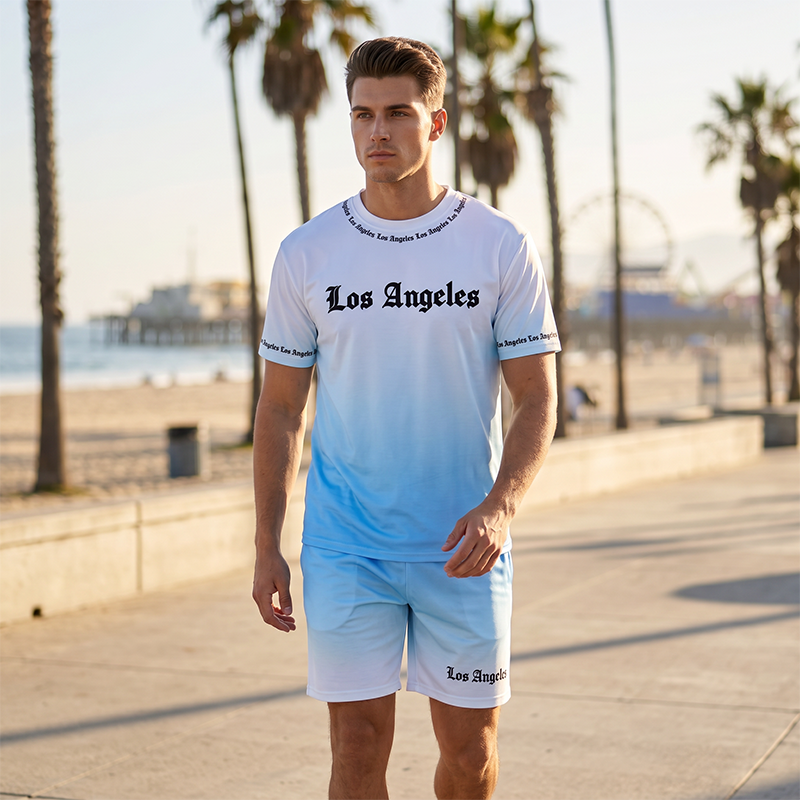 Casual bedrukte 2-delige zomerset voor heren