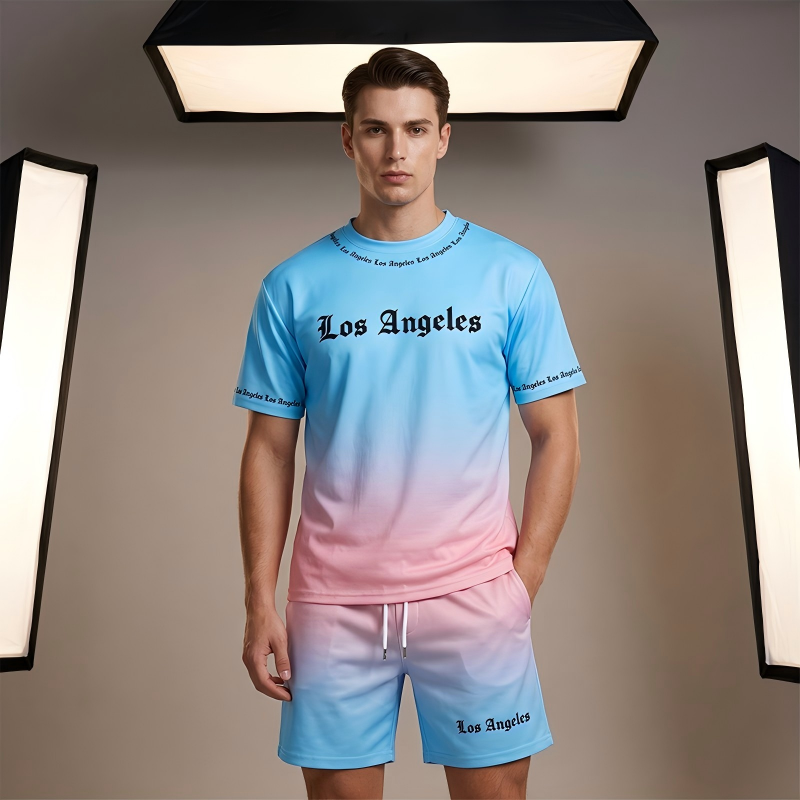 Casual bedrukte 2-delige zomerset voor heren