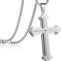 Collier croix avec prière du Seigneur pour homme