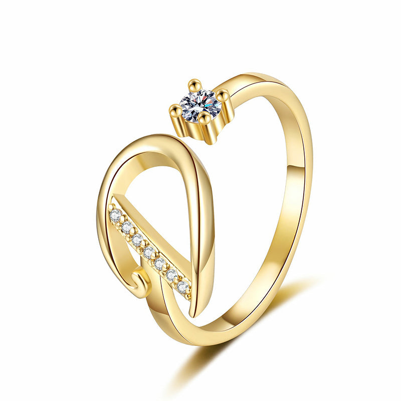 Bague initiale scintillante réglable pour femme