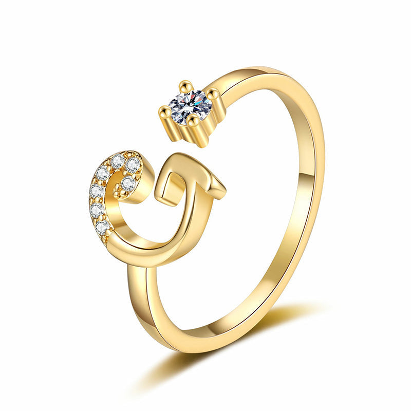 Bague initiale scintillante réglable pour femme
