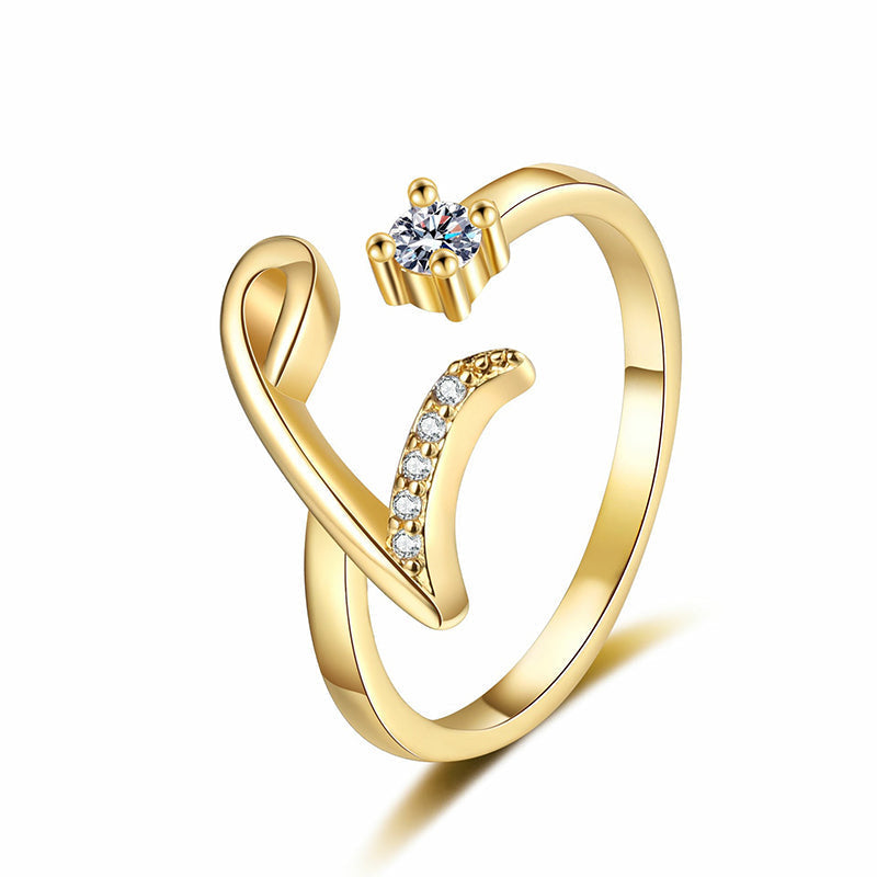Bague initiale scintillante réglable pour femme