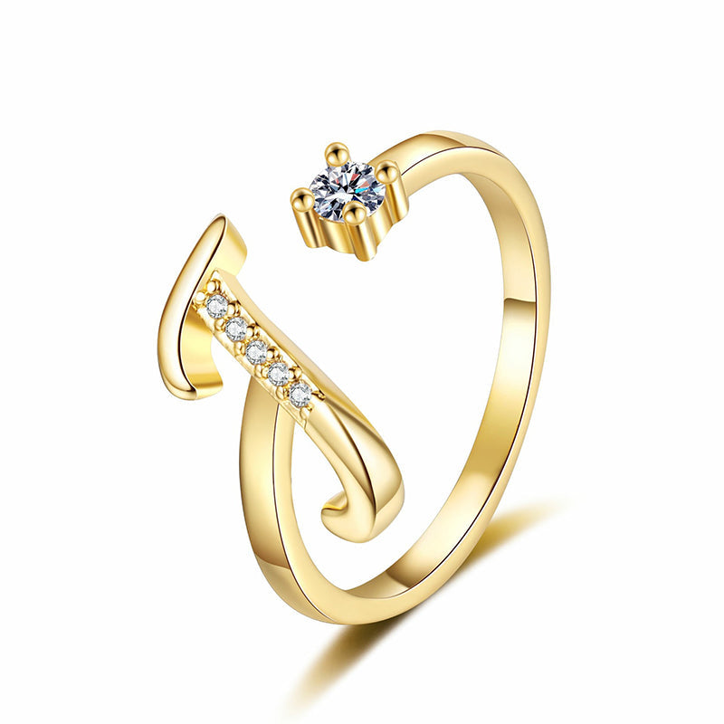 Bague initiale scintillante réglable pour femme