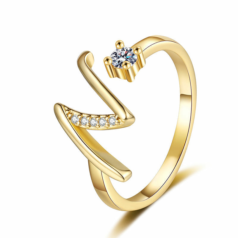 Bague initiale scintillante réglable pour femme