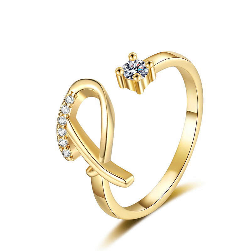 Bague initiale scintillante réglable pour femme