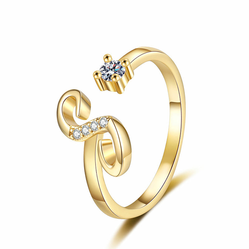 Bague initiale scintillante réglable pour femme