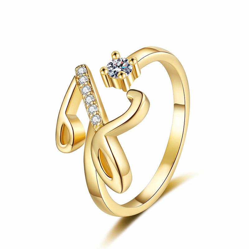 Bague initiale scintillante réglable pour femme