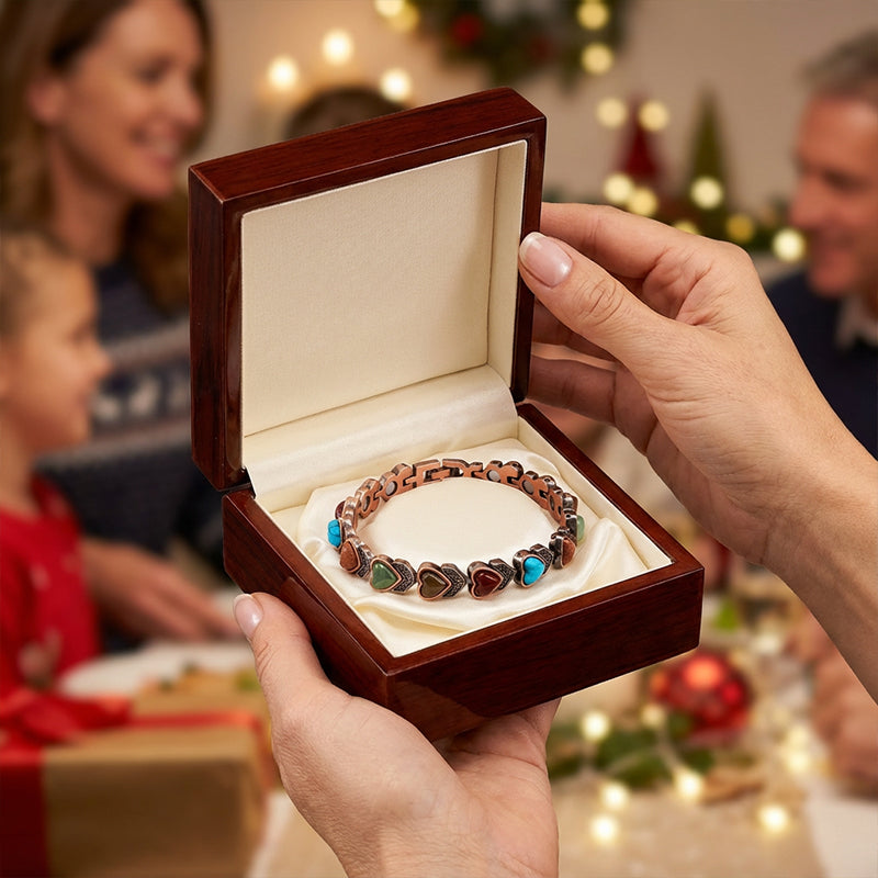 Bracelet en pierre magnétique avec finition cuivre antique