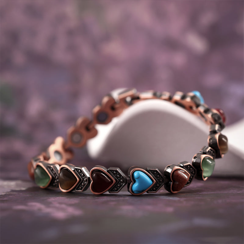 Bracelet en pierre magnétique avec finition cuivre antique