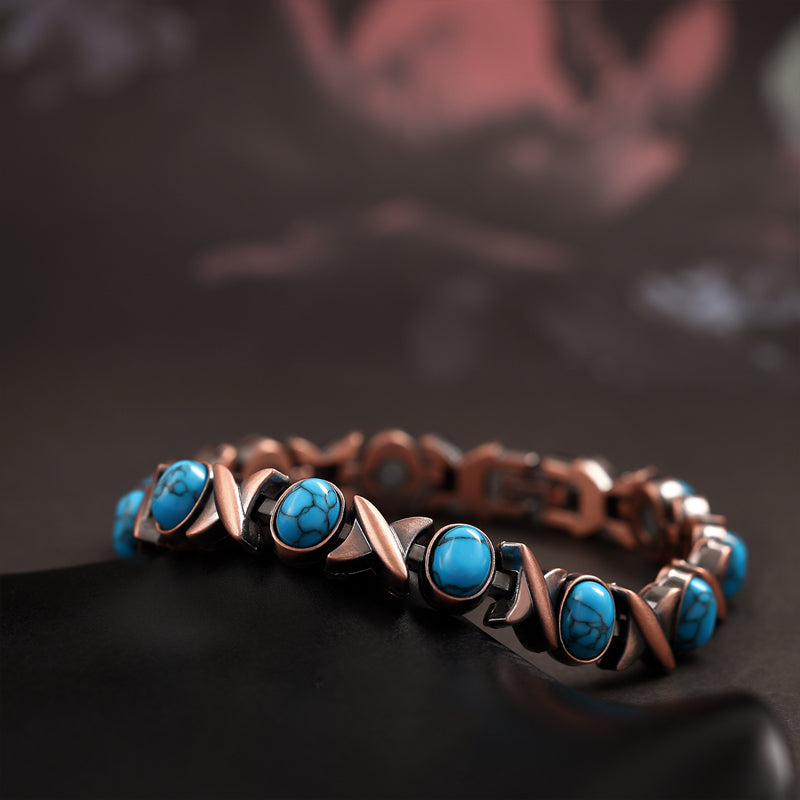 Bracelet en pierre magnétique avec finition cuivre antique