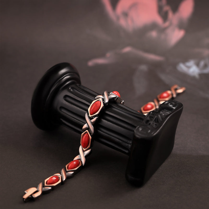 Bracelet en pierre magnétique avec finition cuivre antique