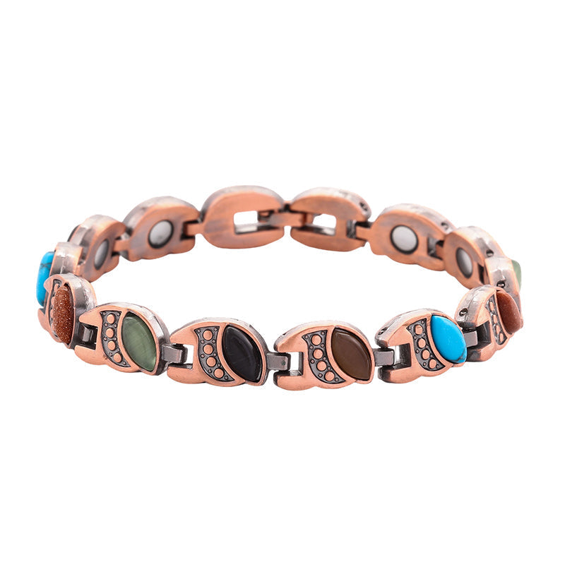 Bracelet en pierre magnétique avec finition cuivre antique