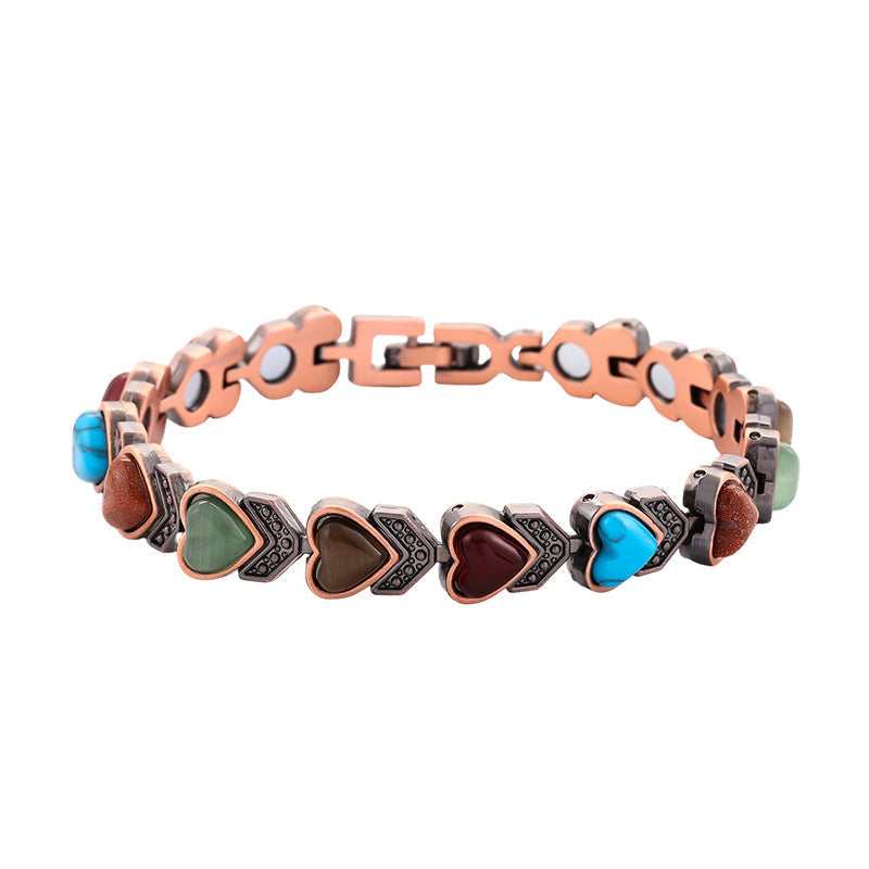 Bracelet en pierre magnétique avec finition cuivre antique