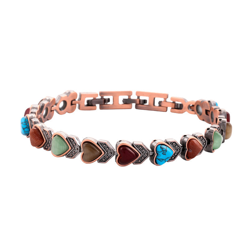 Bracelet en pierre magnétique avec finition cuivre antique