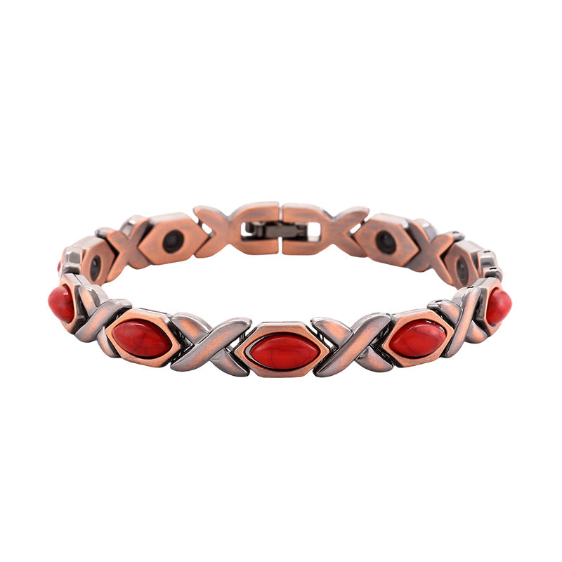 Bracelet en pierre magnétique avec finition cuivre antique