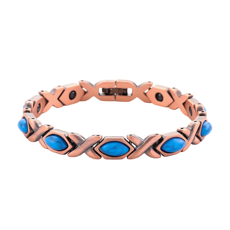 Bracelet en pierre magnétique avec finition cuivre antique