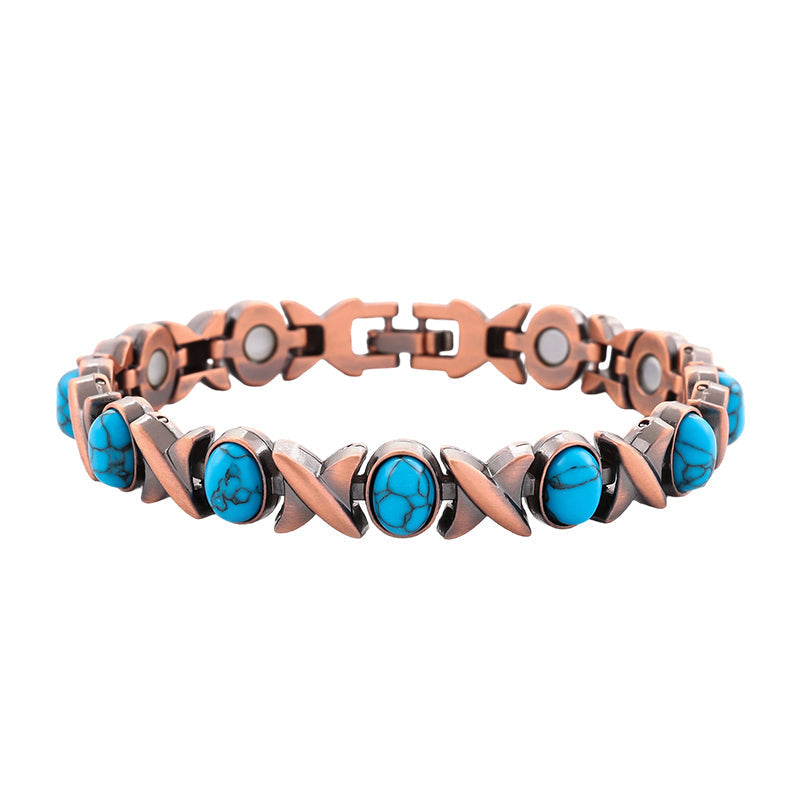 Bracelet en pierre magnétique avec finition cuivre antique