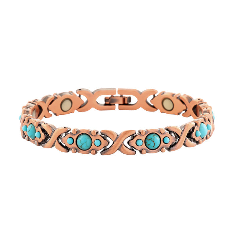 Bracelet en pierre magnétique avec finition cuivre antique