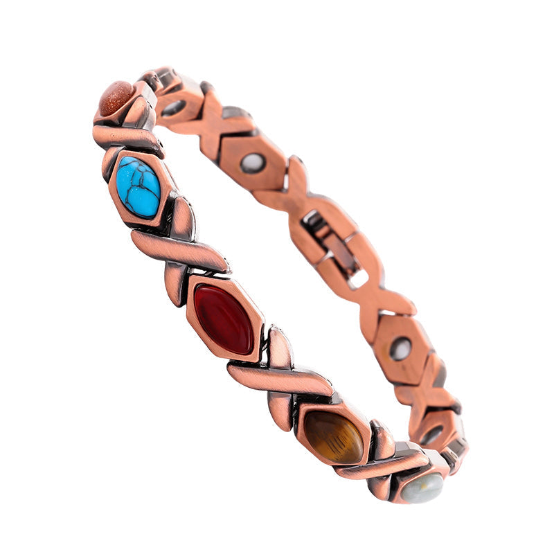Bracelet en pierre magnétique avec finition cuivre antique