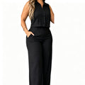Conjunto de 2 piezas para mujer: blusa sin mangas y pantalones