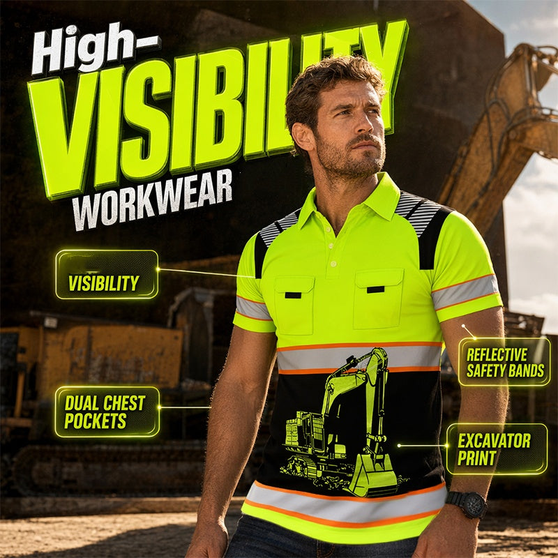 T-shirt con grafica di escavatore ¨C Resistente