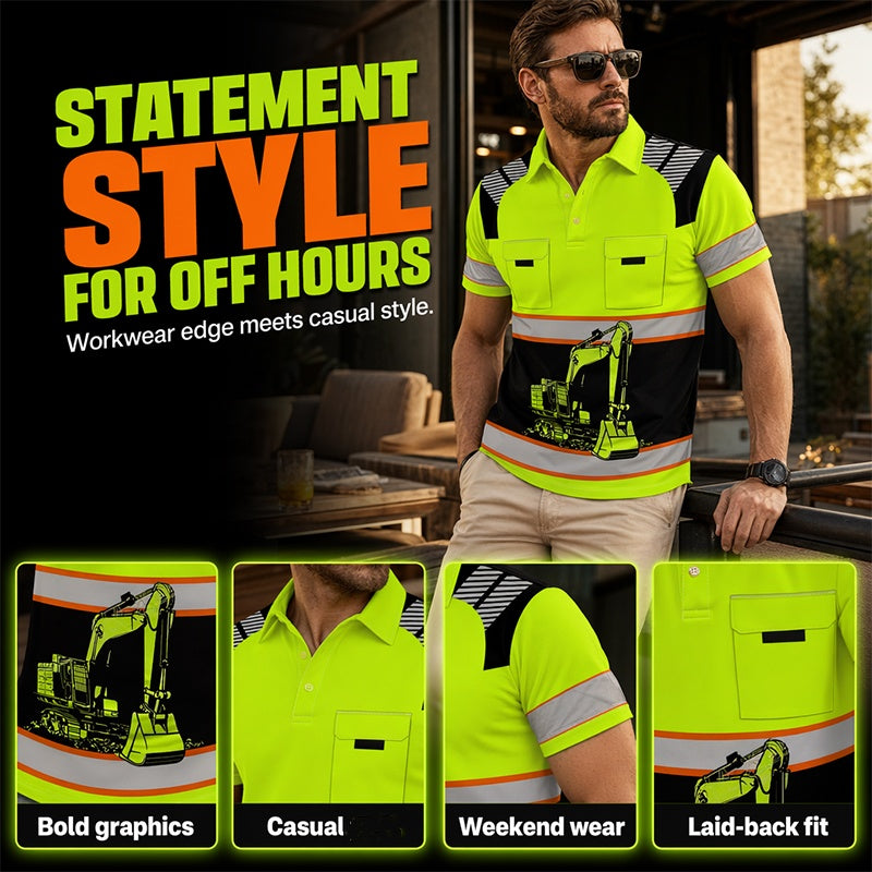 T-shirt con grafica di escavatore ¨C Resistente