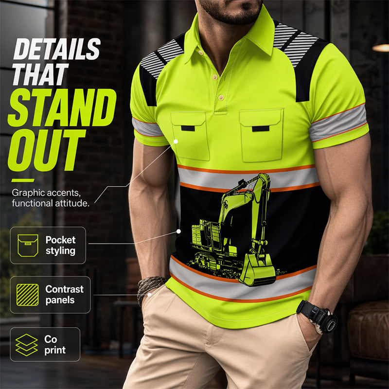 T-shirt con grafica di escavatore ¨C Resistente