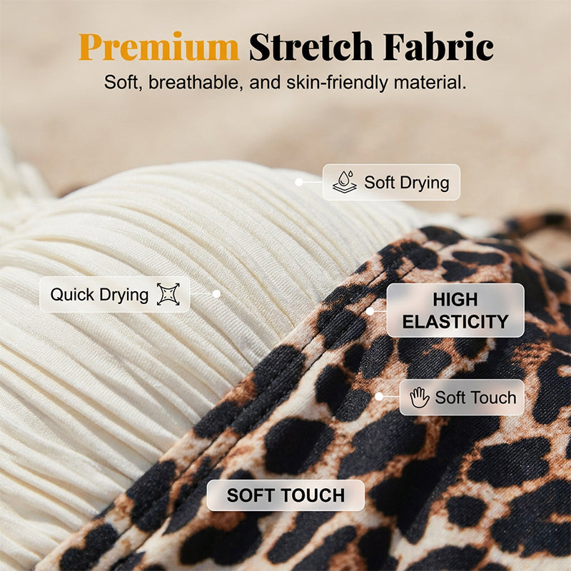 Set bikini da donna con elegante stampa leopardata