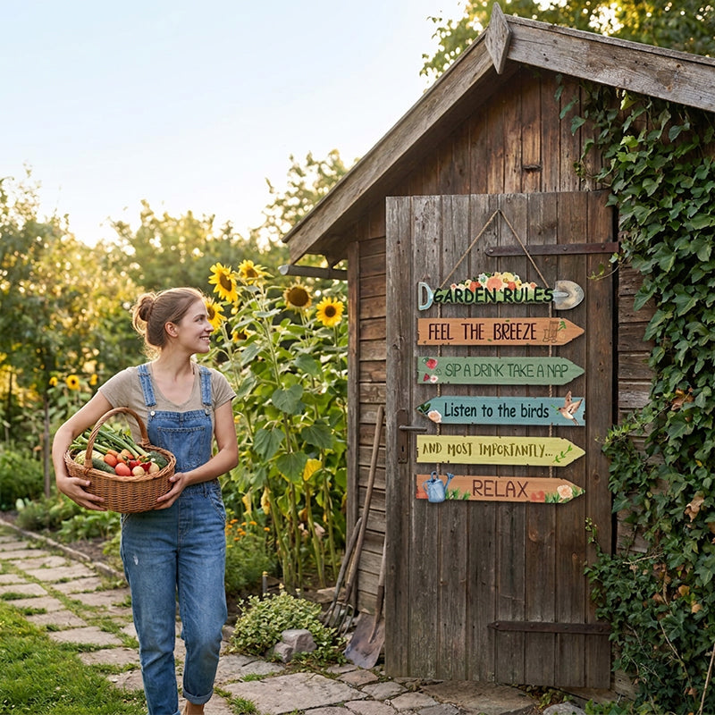 Plaque décorative murale suspendue en bois rustique pour le jardin