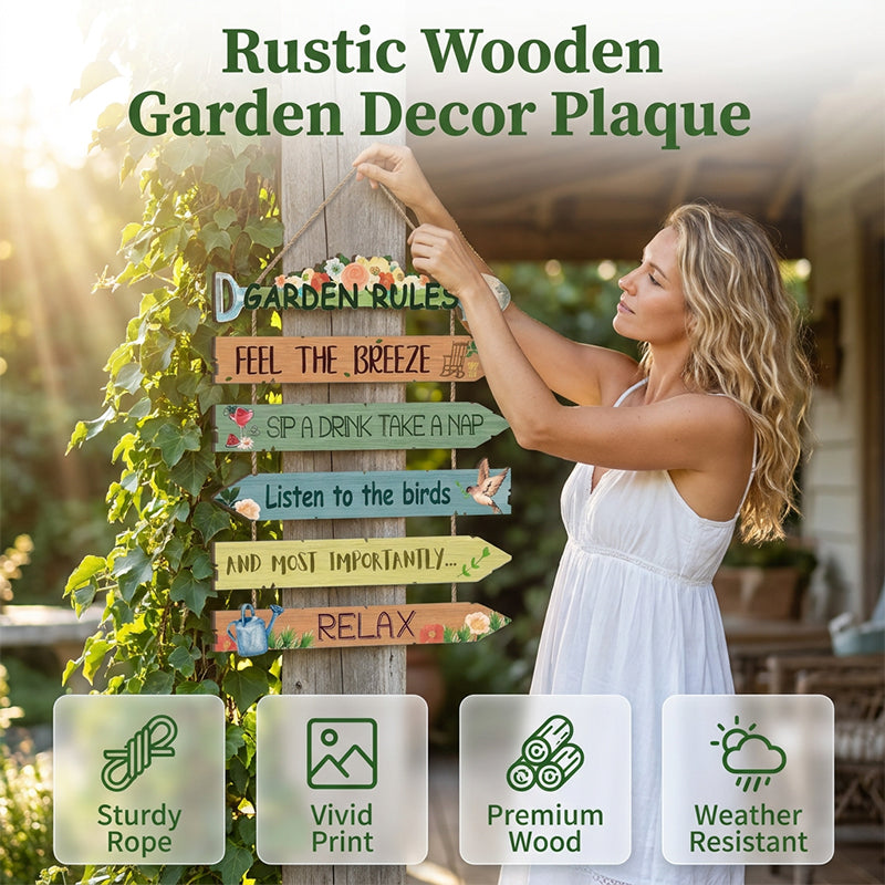 Plaque décorative murale suspendue en bois rustique pour le jardin