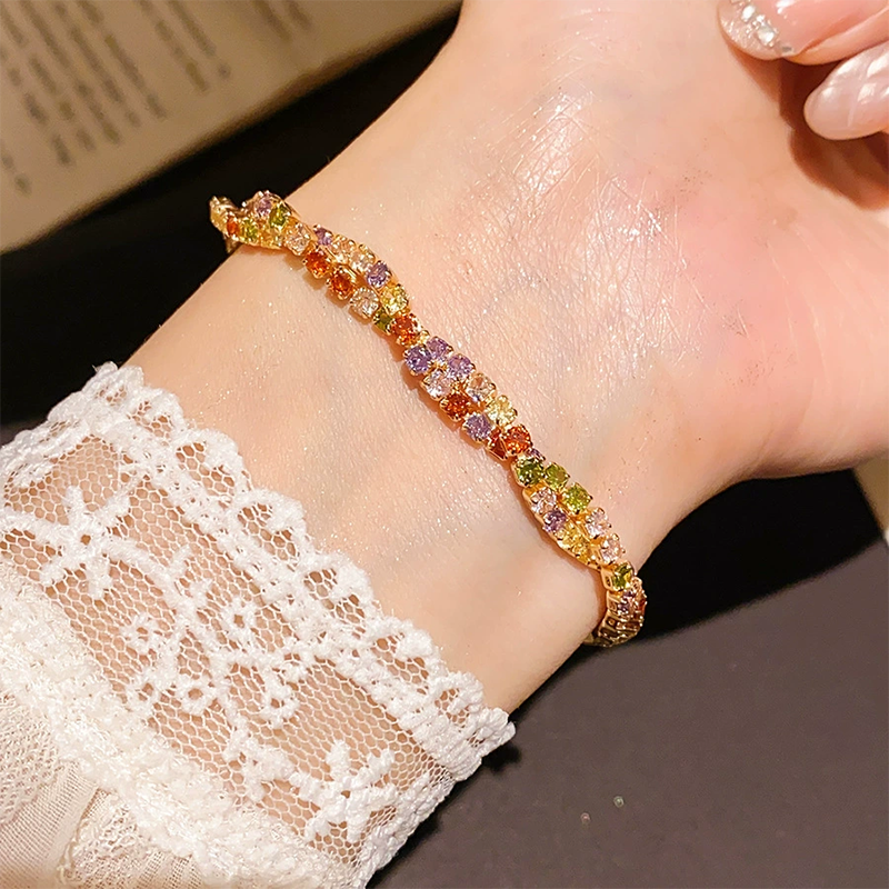 Bracelet réglable rétro torsadé croisé multicolore en zircon pour femme, gratuit