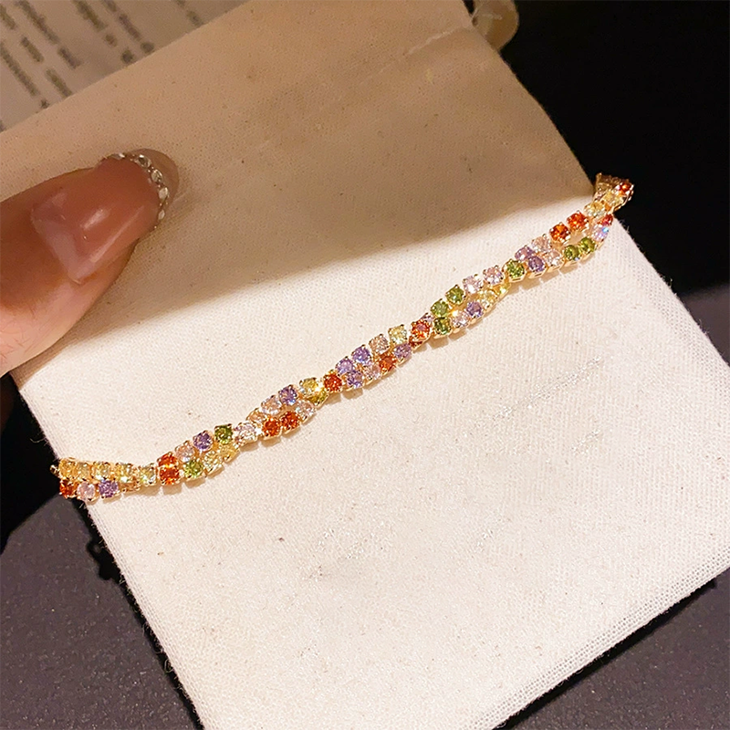 Bracelet réglable rétro torsadé croisé multicolore en zircon pour femme, gratuit