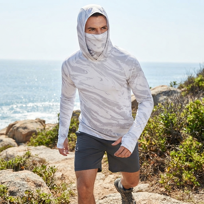 Herenzonshirts met capuchon en uv-bescherming, 5-pack