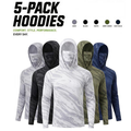 Herenzonshirts met capuchon en uv-bescherming, 5-pack