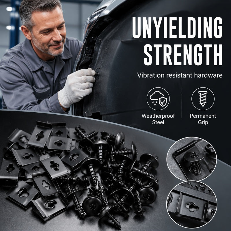 Universal Car Metal U-Type Clips & Screw Kit | Heavy-Duty Automotive Panel Fastener Set