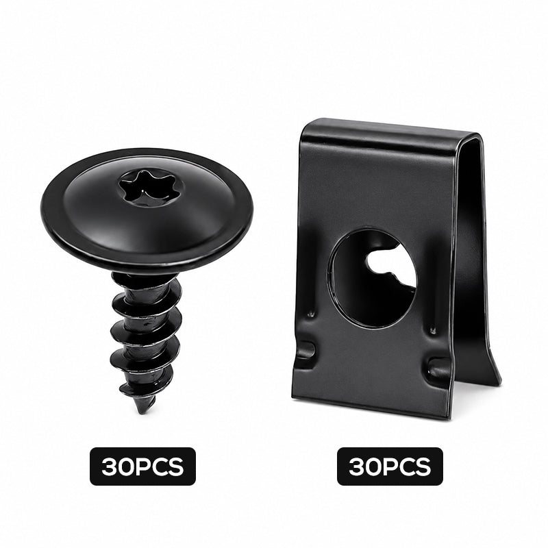 Universal Car Metal U-Type Clips & Screw Kit | Heavy-Duty Automotive Panel Fastener Set
