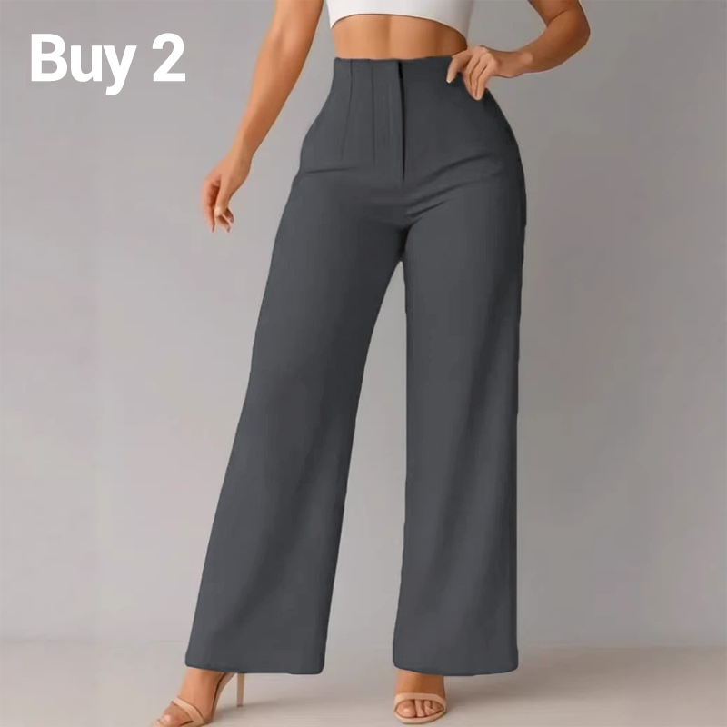 Pantaloni da donna a gamba larga in tinta unita ª Vestibilità ampia | Tasche laterali | Versatili colori neutri