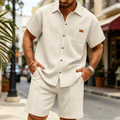 Set voor heren met shirt met korte mouwen van wafeltricot en shorts
