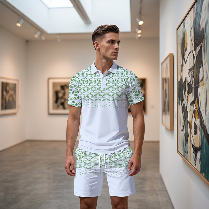 Completo casual da uomo con top a maniche corte e pantaloncini