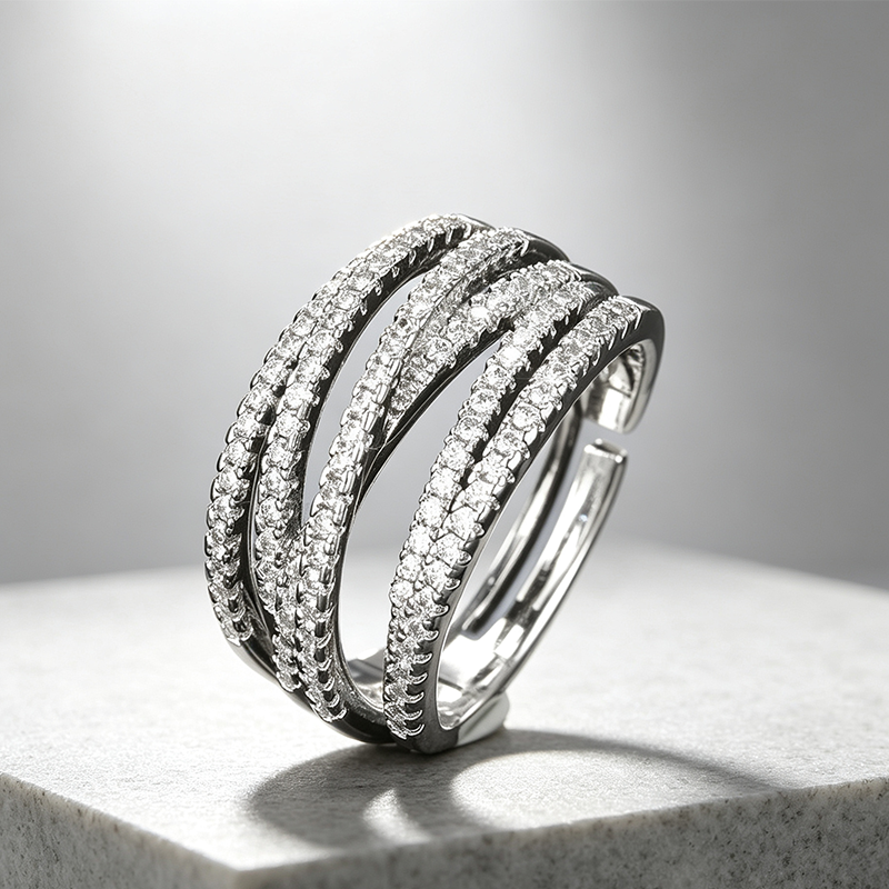 Gratis verstelbare ring met meerdere banden en kruisdesign ¨C modieuze sieraden