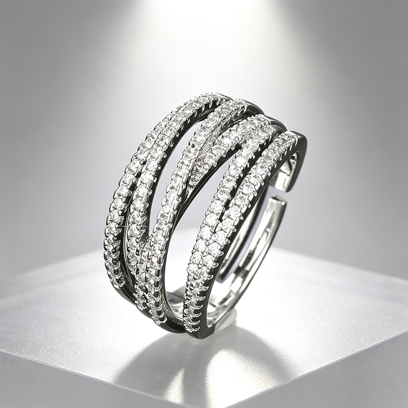 Gratis verstelbare ring met meerdere banden en kruisdesign ¨C modieuze sieraden