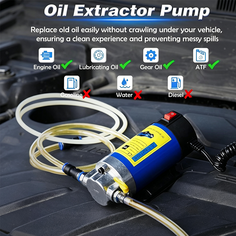 NU draagbare motorolietransferpomp ¨C 12V elektrische extractor, snel aanzuigen en afvoeren, niet onder de auto kruipen