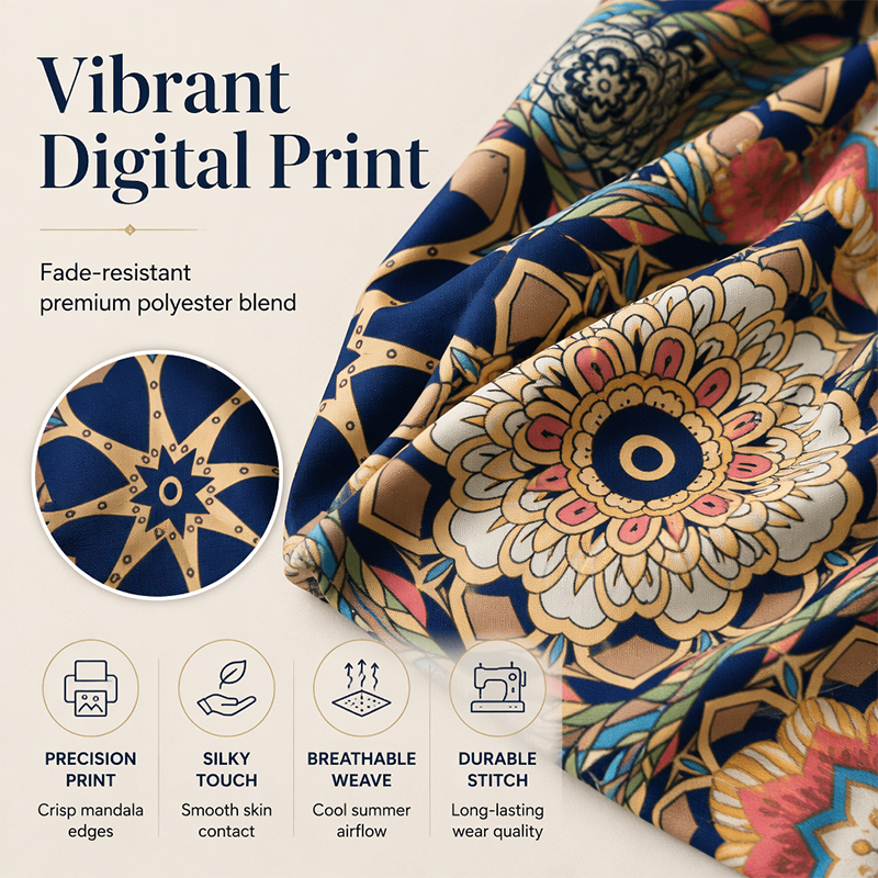 Damesblouse met V-hals, bohemianprint en losse pasvorm voor de zomer