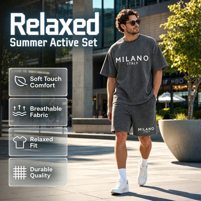 Casual T-shirt- en shortset voor heren