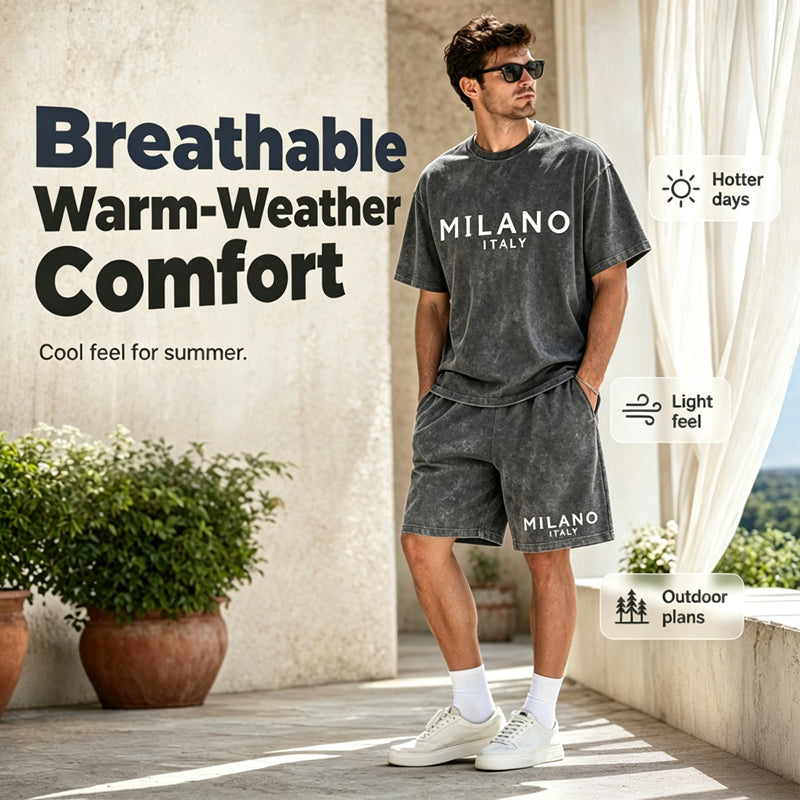 Casual T-shirt- en shortset voor heren