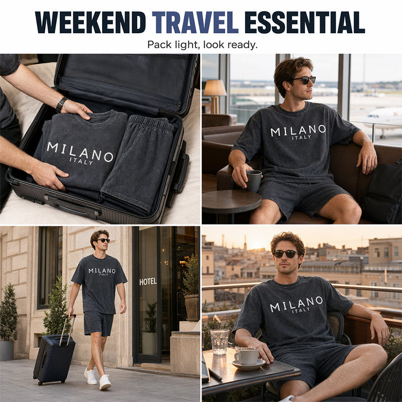 Casual T-shirt- en shortset voor heren