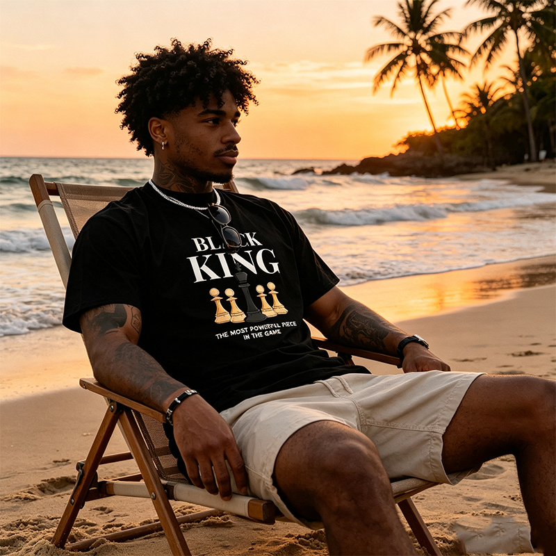 T-shirt da uomo taglie forti con stampa a tema scacchi, casual a maniche corte