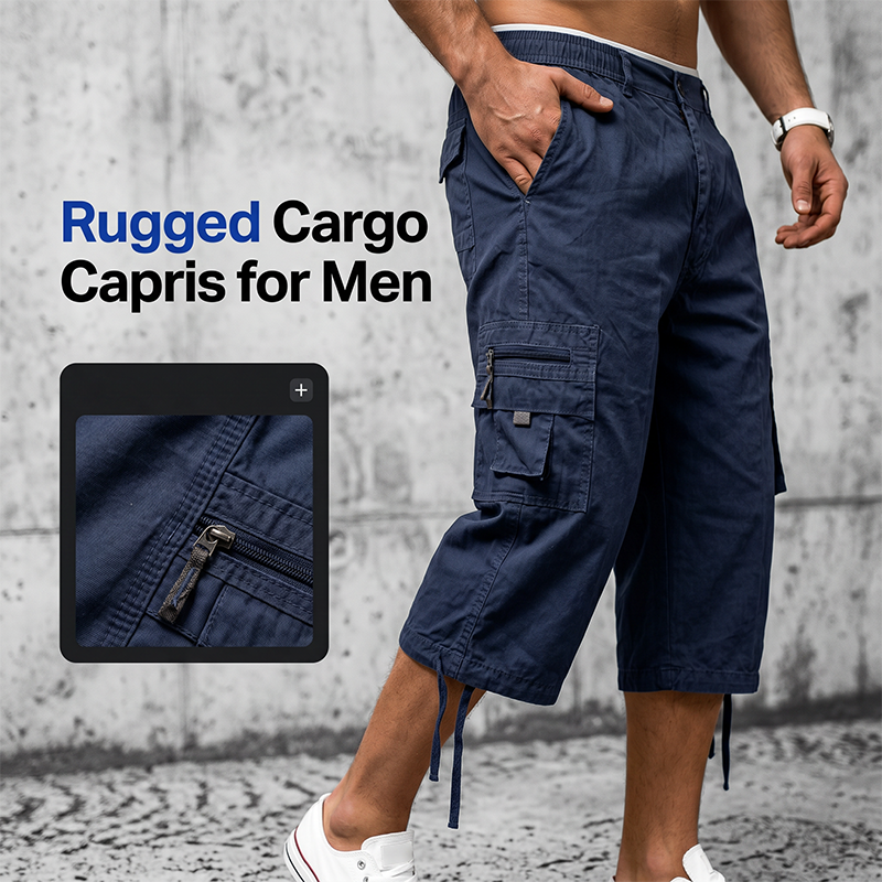 Pantalones capri para hombre con múltiples bolsillos
