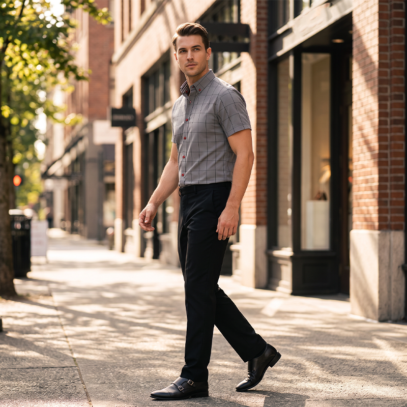 Nouveauté très appréciée - chemise décontractée à carreaux à manches courtes pour homme