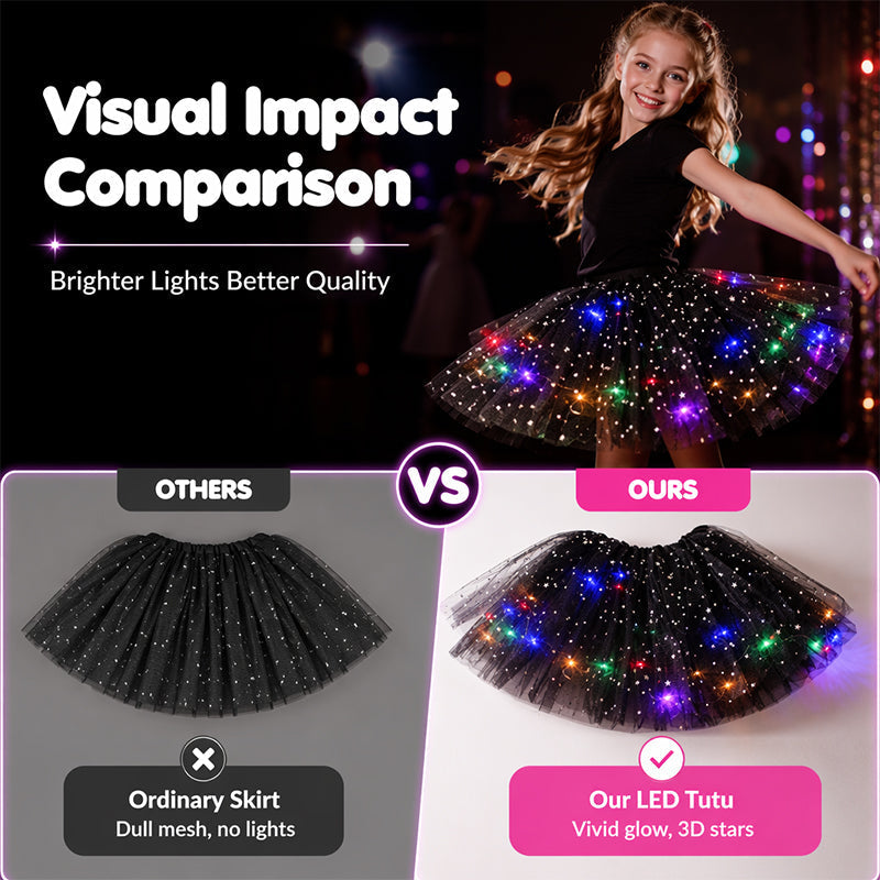 Falda tutú de lentejuelas con luces LED, falda de princesa de malla con estrellas para niñas y adultas